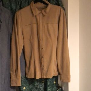 Faux suede snap beige shirt sz L